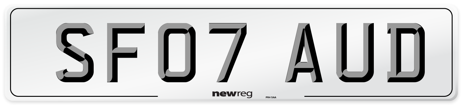 SF07 AUD Number Plate from New Reg